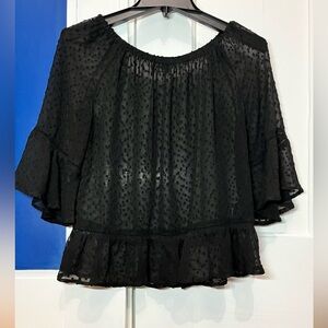 Tommy Hilfiger black Sheer Top size Small petite